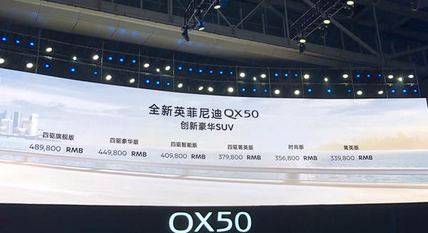 英菲尼迪QX50正式上市 售价33.98万-48.98万元